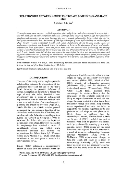 (PDF) RELATIONSHIP BETWEEN ACHEULEAN BIFACE DIMENSIONS AND HAND SIZE ...