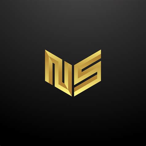 NS Logo Monogram Letter Initials Design Template with Gold 3d texture ...