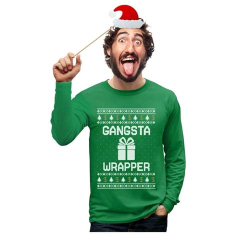 Tstars Mens Ugly Christmas Sweatshirt Gangsta Wrapper Gangster Wrappa Christmas Gift Funny Humor ...