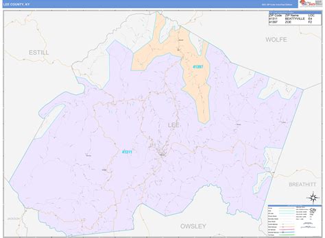 Lee County, KY Wall Map Color Cast Style by MarketMAPS