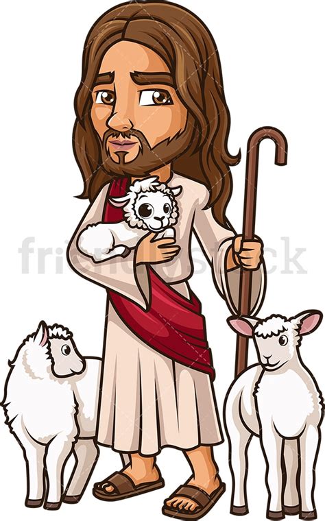 Jesus The Good Shepherd Cartoon Clipart Vector - FriendlyStock