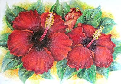 Paintings By Jude Maceren: My Red Hibiscus Painting Is Done