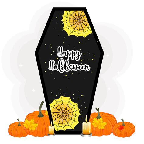 Happy Halloween coffin with pumpkins, vector illustration 10673401 ...