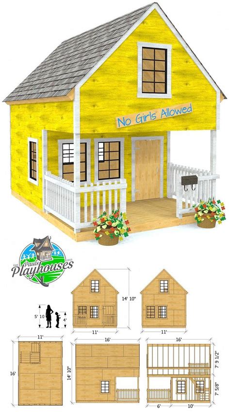 A roomy two story playhouse plan with a front porch and extended loft. This de | Play houses ...