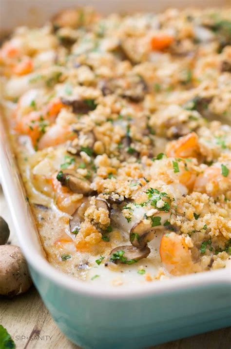 Baked New England Seafood Casserole Recipe • Sip + Sanity