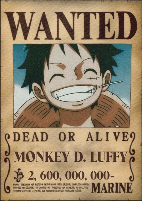 a wanted poster for a monkey d luffy from the anime one piece is shown