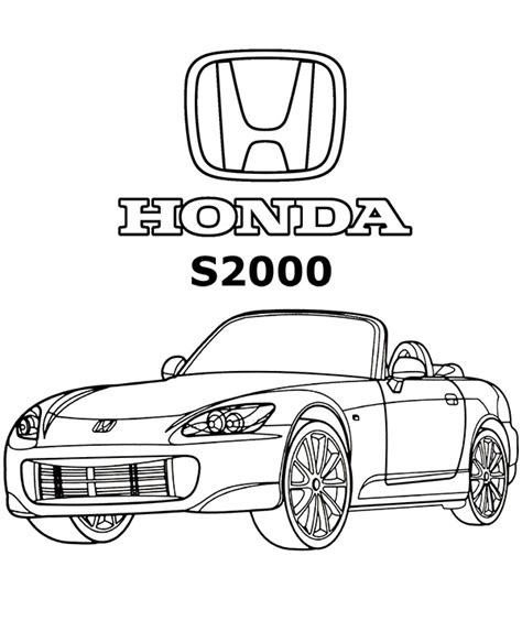 Honda S2000 printable coloring page, sheet for free