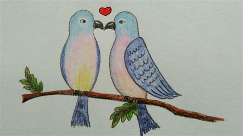 How To Draw Two Birds In Love - YouTube