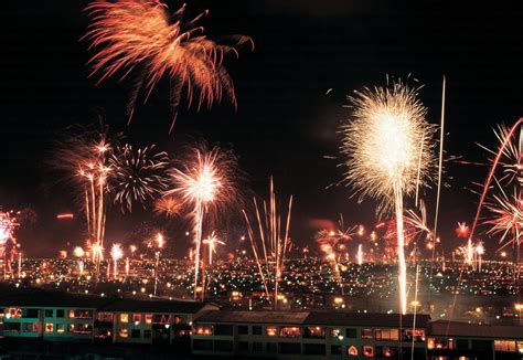 everyone shooting fireworks on new year's eve in Breiðholt, Reykjavík ...