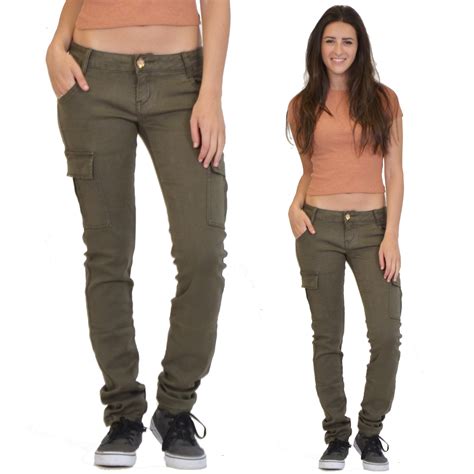 New Womens Ladies Slim Fitted Stretch Combat Jeans Pants Skinny Cargo Trousers | eBay