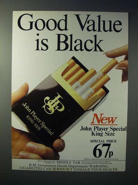 1980 John Player Special Cigarette Ad - Value is Black - 1980-89