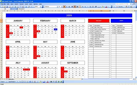 Calendar Templates For Excel - Customize and Print