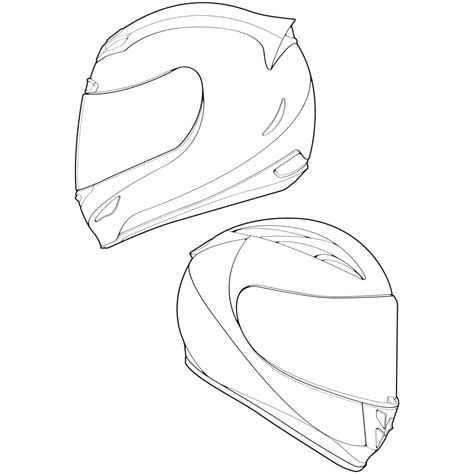 a drawing of a motorcycle helmet with the visor closed and side view facing forward