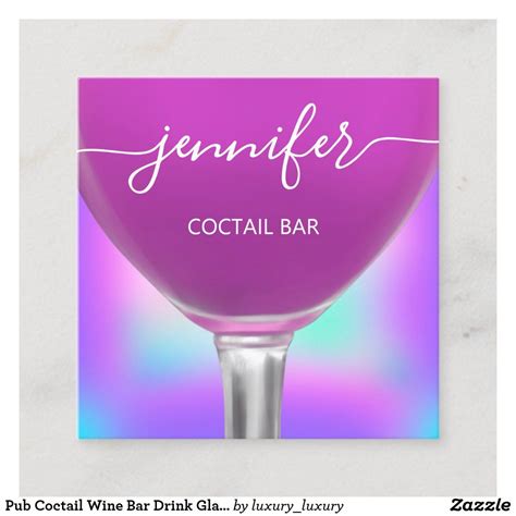 Pub Coctail Wine Bar Drink Glass Modern Logo Square Business Card | Zazzle | Bar drinks, Square ...