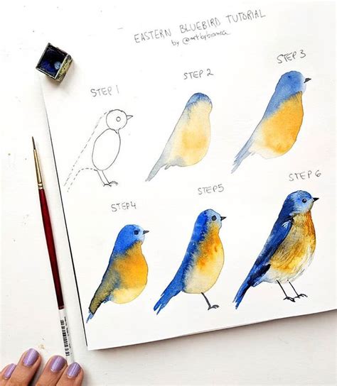 💙 TUTORIAL! 💙 As requested, today I am sharing a step by step of a bluebird 🐦 with you guys ...