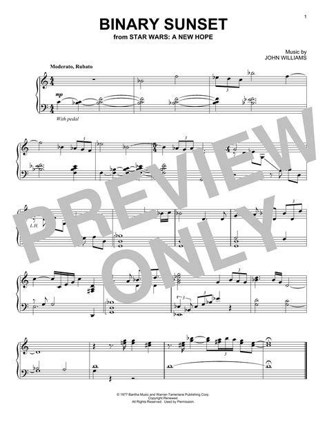 John Williams "Binary Sunset (from Star Wars: A New Hope)" Sheet Music Notes | Download ...