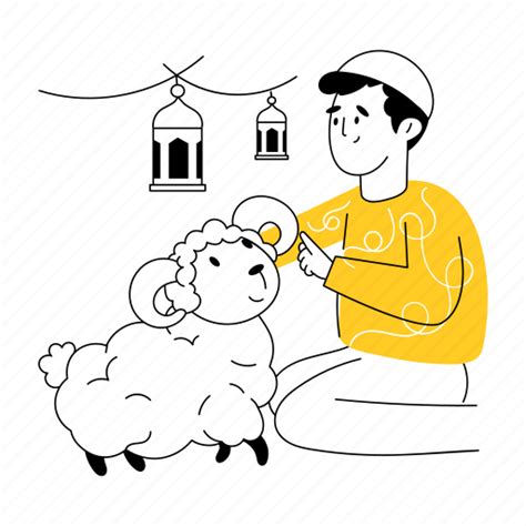 Eid animal, eid sheep, animal owner, eid lamb, eid ul adha illustration ...