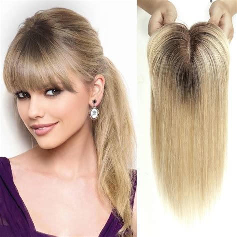 Amazon.com : HAIRCUBE Human Hair Toppers For Women, 100% Remy Human Hair Topper With Bangs, 150% ...