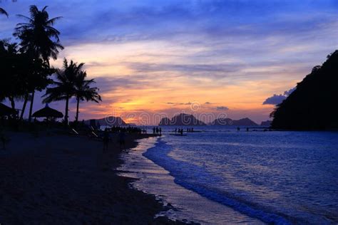 Sunset Beach in Palawan, Philippines Stock Photo - Image of place ...