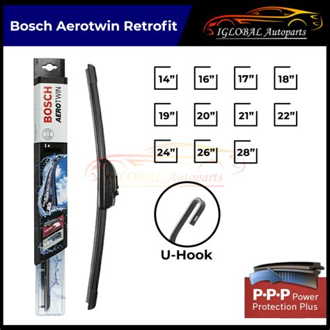 BOSCH Aerotwin Retrofit U-Hook Type Wiper Blade Single Size (14"/16"/17 ...