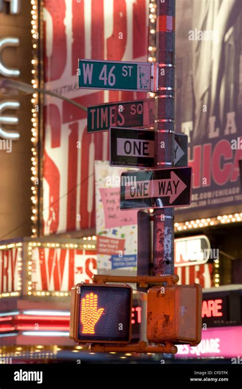 Neon signs at night in Times Square, New York City, New York State ...