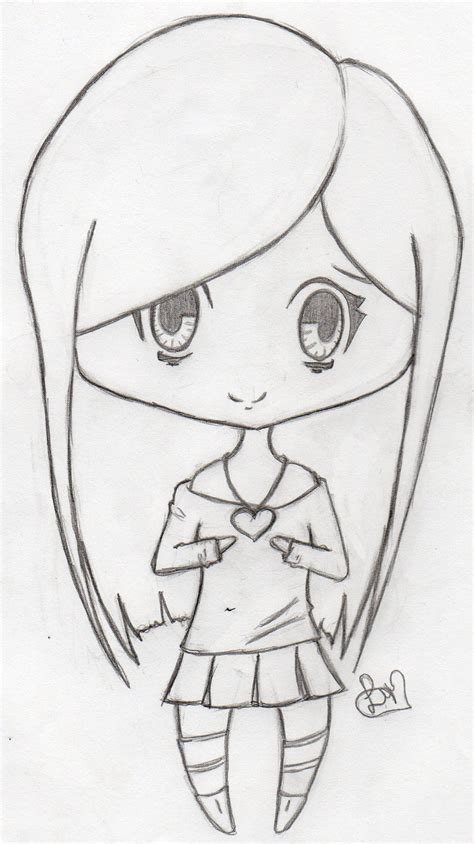 Chibi Girl Sketch at PaintingValley.com | Explore collection of Chibi ...