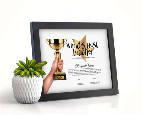 EDITABLE World's Best Teacher Award Certificate Template | Etsy