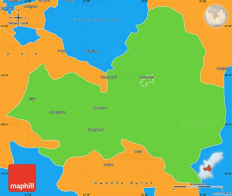 Political Simple Map of Marondera