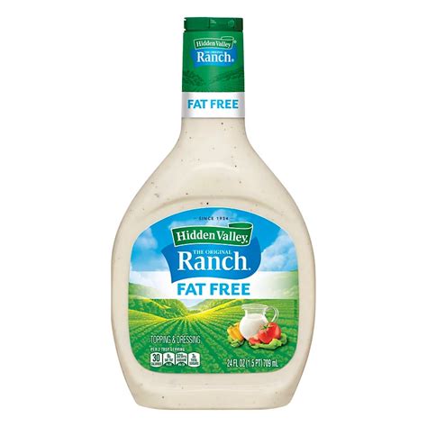 Hidden Valley Original Ranch Fat Free Salad Dressing & Topping, Gluten ...