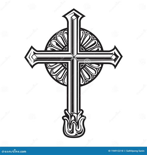 Christian Cross Wing Vector Drawing Blak Illustration Stock Vector - Illustration of cross ...