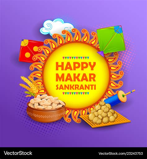 Makar sankranti wallpaper with colorful kite Vector Image