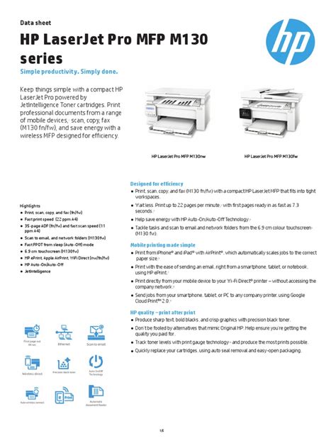 HP LaserJet Pro MFP M130 Printer Series | PDF | Image Scanner | Printer ...