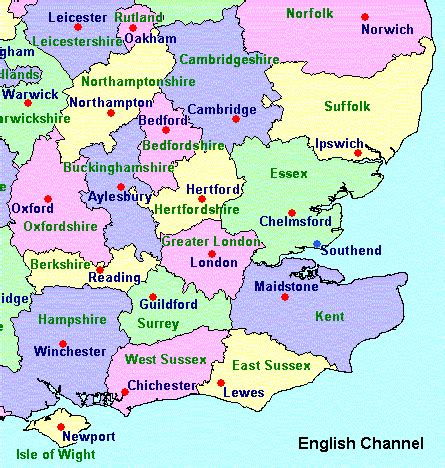 Map South East England Counties