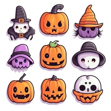 Halloween Label Badge Sticker Cute Cartoon Hand Drawn Character Collection, Kawaii Stickers ...