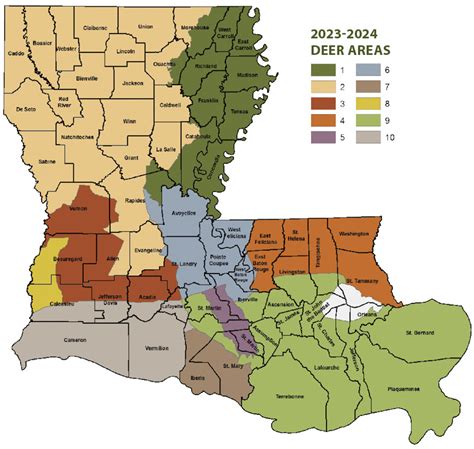 Deer Hunting Areas Map - Louisiana Hunting | eRegulations