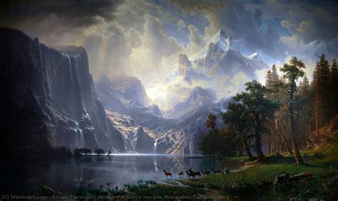 Oil Painting Replica Among the Sierra Nevada Mountains, California by Albert Bierstadt | Most ...