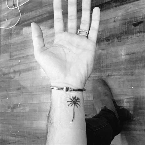 Palm tree tattoo on Jake Miller's wrist.