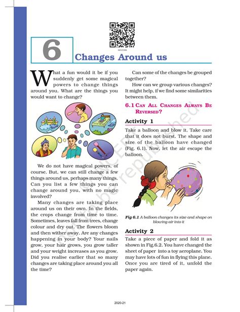 Changes Around Us - NCERT Book of Class 6 Science