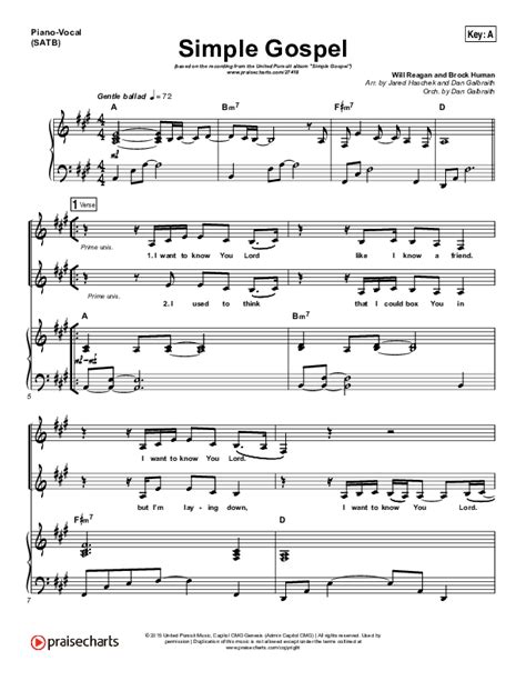 Simple Gospel Sheet Music PDF (United Pursuit) - PraiseCharts