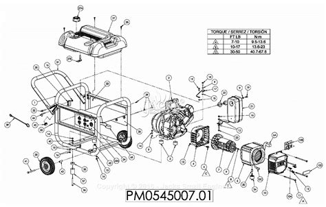 PowerMate Formerly Coleman PM0545007.01 Parts Diagram for Generator Parts