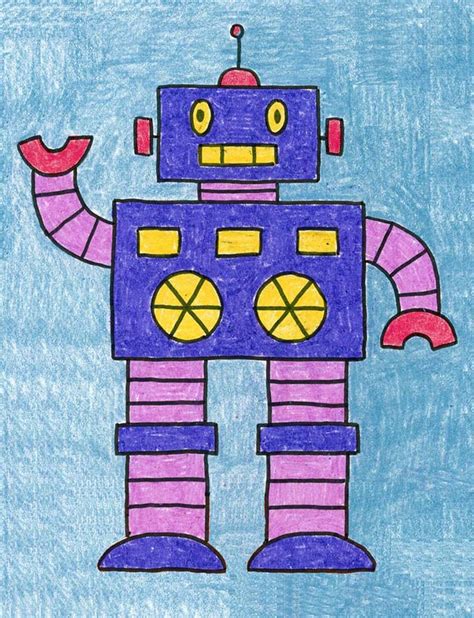 Easy How to Draw a Robot Tutorial and Robot Coloring Page