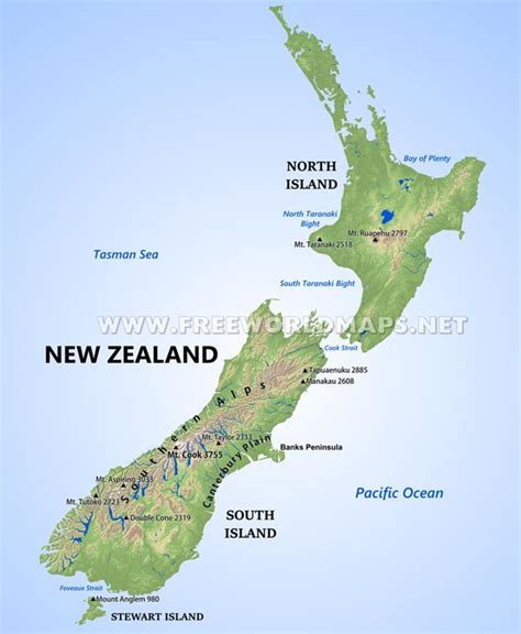 New Zealand Physical Map