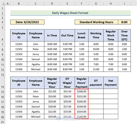 Daily Wages Sheet Format in Excel (with Quick Steps) - ExcelDemy