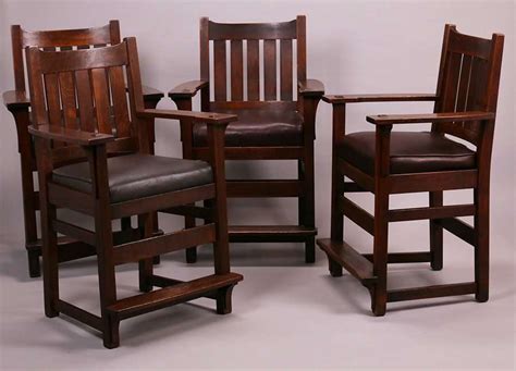 4 L&JG Stickley Billiard Chair Bar Stools | California Historical Design