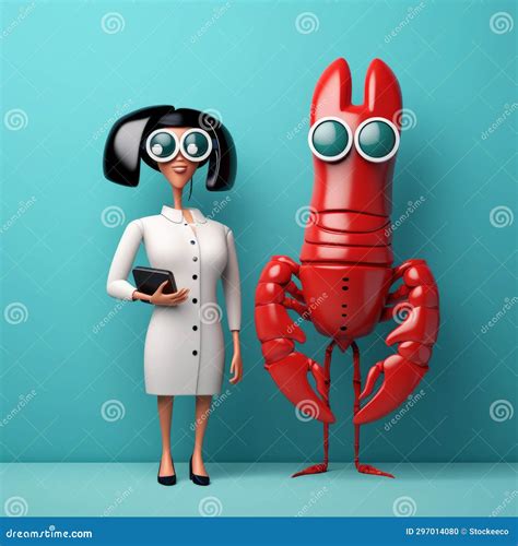 Minimalist 3d Lobster and Karen: a Cute Cartoon in Realistic Style ...