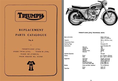 Triumph Motorcyle 1965 - Triumph Replacement Parts Catalogue No. 6 | eBay