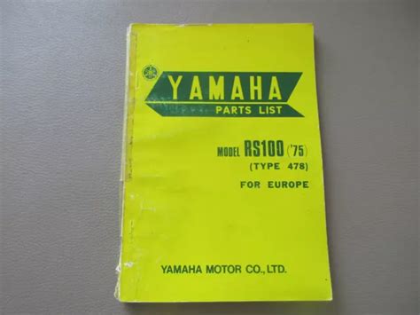 YAMAHA RS 100 Manual Spare Parts List Spare Parts Catalog Parts 478-28198-E5 £31.08 - PicClick UK