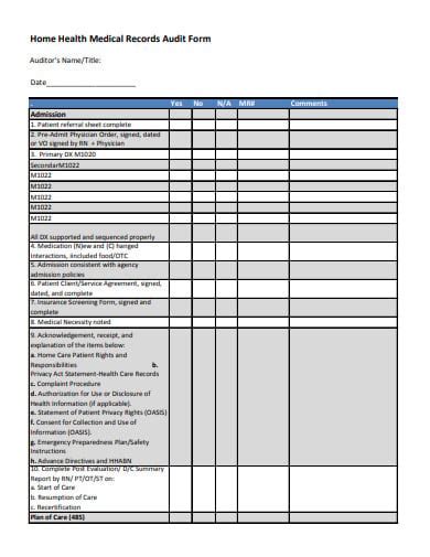 Medical Chart Audit Tool Medical chart audit template