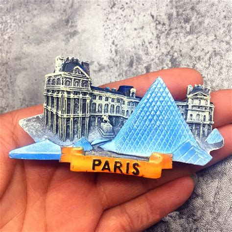 Musee du Louvre Paris France Fridge Magnet Travel Souvenirs Handmade 3D Resin Refrigerator ...