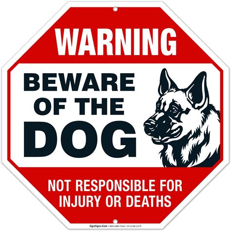 Amazon.com : Beware of Dog Sign German Shepherd, Dog Warning Sign, 12x12 Octagon Rust Free ...